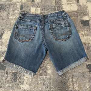 Aeropostale Jean Denim Bermuda Shorts Distressed Raw Edge Cuffed size 3/4